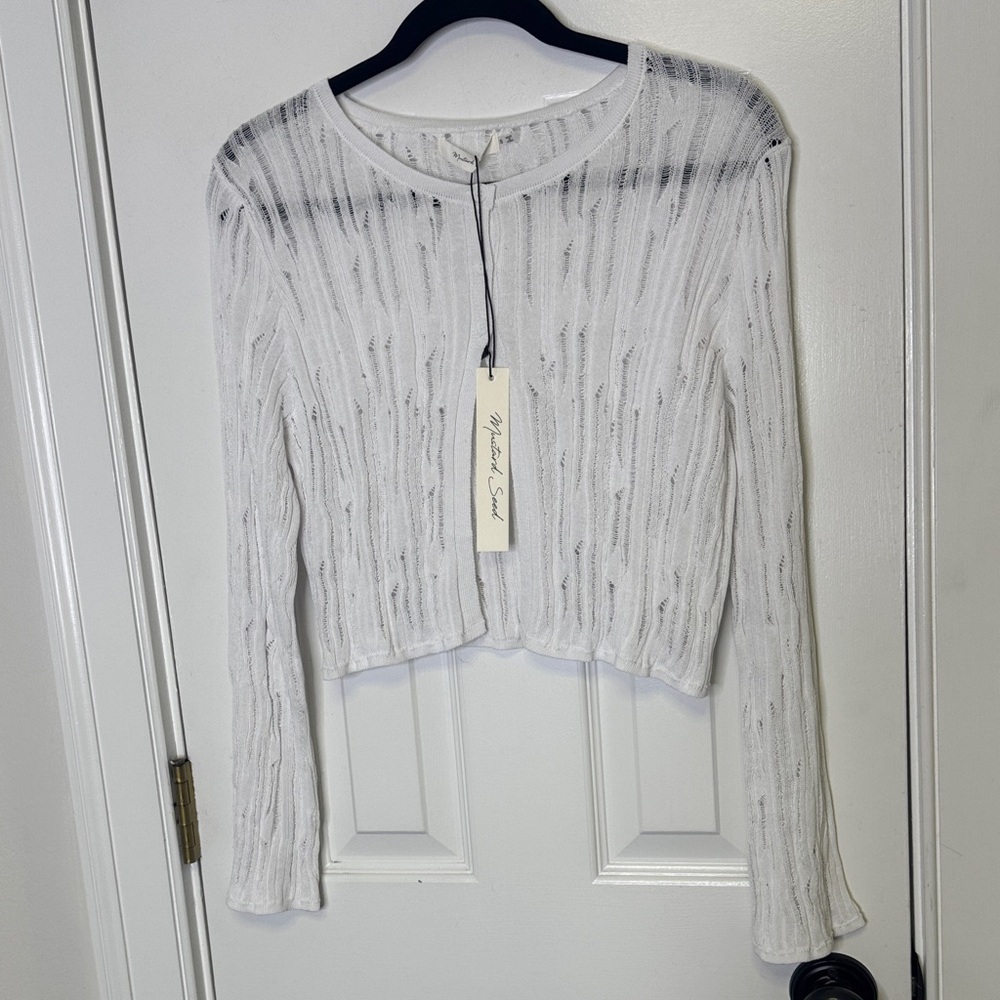 NWT Mustard Seed Open Front Distressed Cardigan – Size Small - Picture 3 of 7